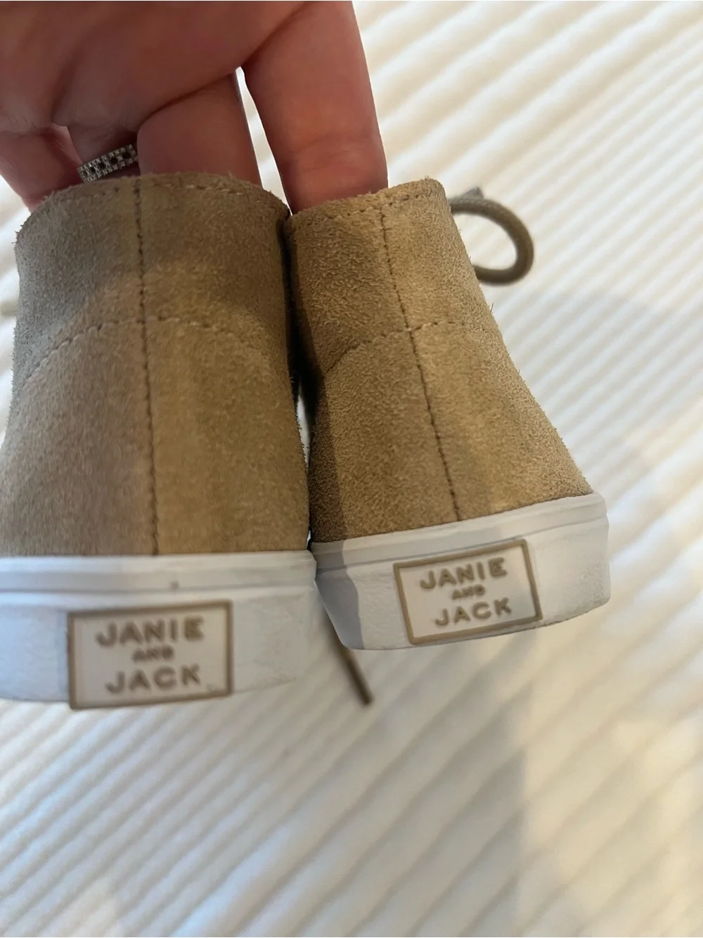 Janie and Jake Suede High-Top Sneakers in Tan - Size 5